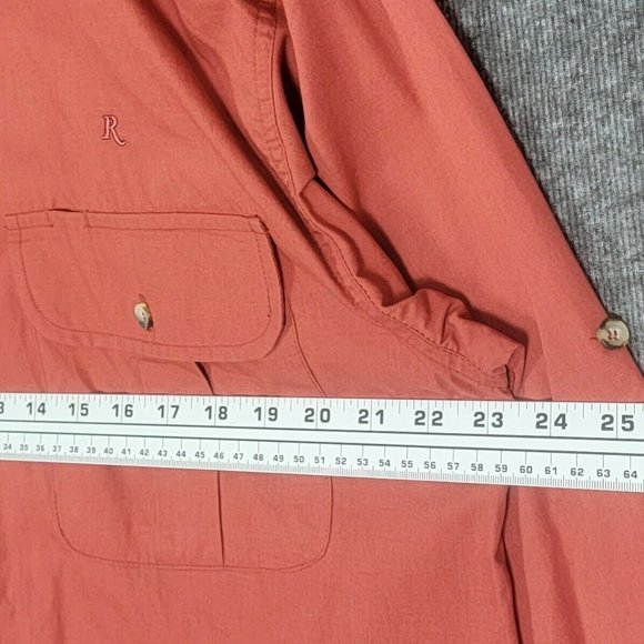 Remington Shirt Mens Large Sienna Brown Long Sleeve Button Down Casual Roll Tab - Picture 8 of 12